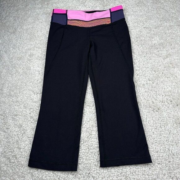 Lululemon Gather & Grow Crop Black Pink Trim - Picture 2 of 14